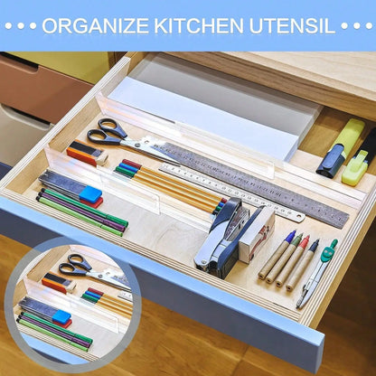 Royelux Adjustable Drawer Dividers – Expandable Clear Organizers for Kitchen & Home