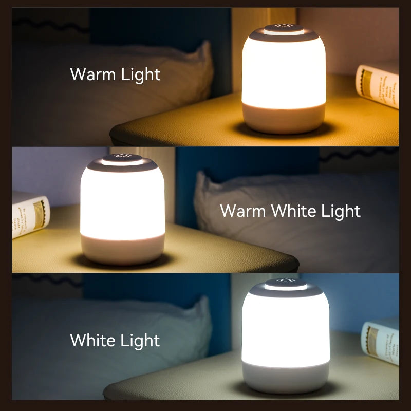 Rayvia Touch Sensor LED Table Lamp - Portable Night Light for Bedroom & Kids - Pink / Rechargeable Style