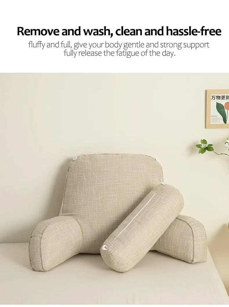 Deluxe Backrest Pillow – Ergonomic Support with Adjustable Headrest & Washable Cover