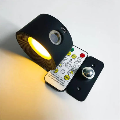 Spotlight Cordless Wall Lamp - 360° Rotation, Dimmable, Rechargeable Wall Light - Black / Remote Control