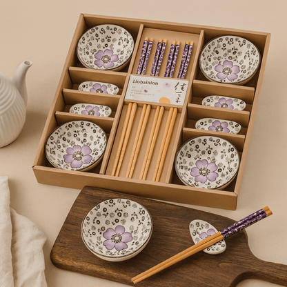 SakuraBloom Sushi Dinnerware Set (12-Piece Gift Box) 1
