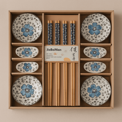 SakuraBloom Sushi Dinnerware Set (12-Piece Gift Box)