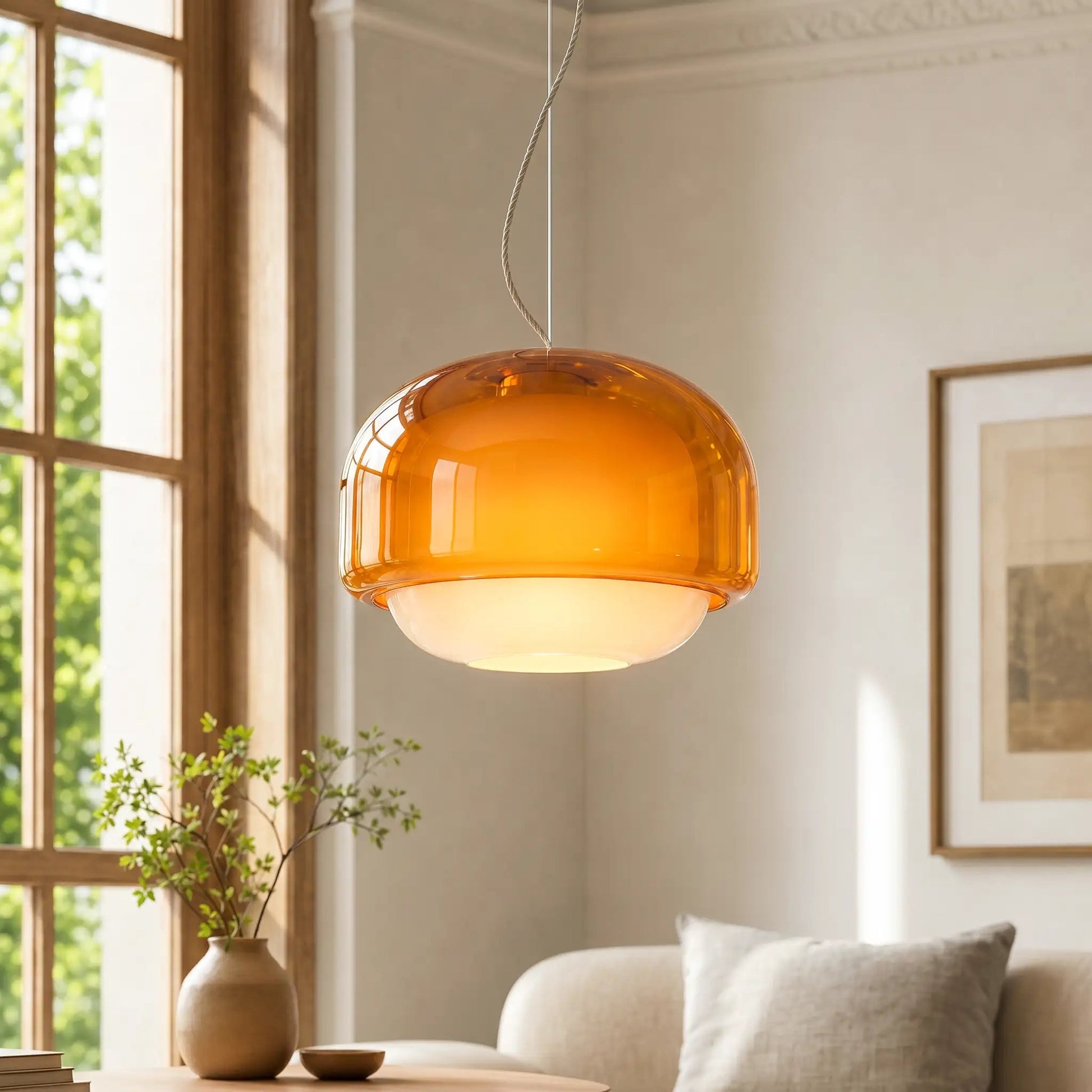 Sanae Nordic Round Double-Dome Colorful Glass Pendant Light 0