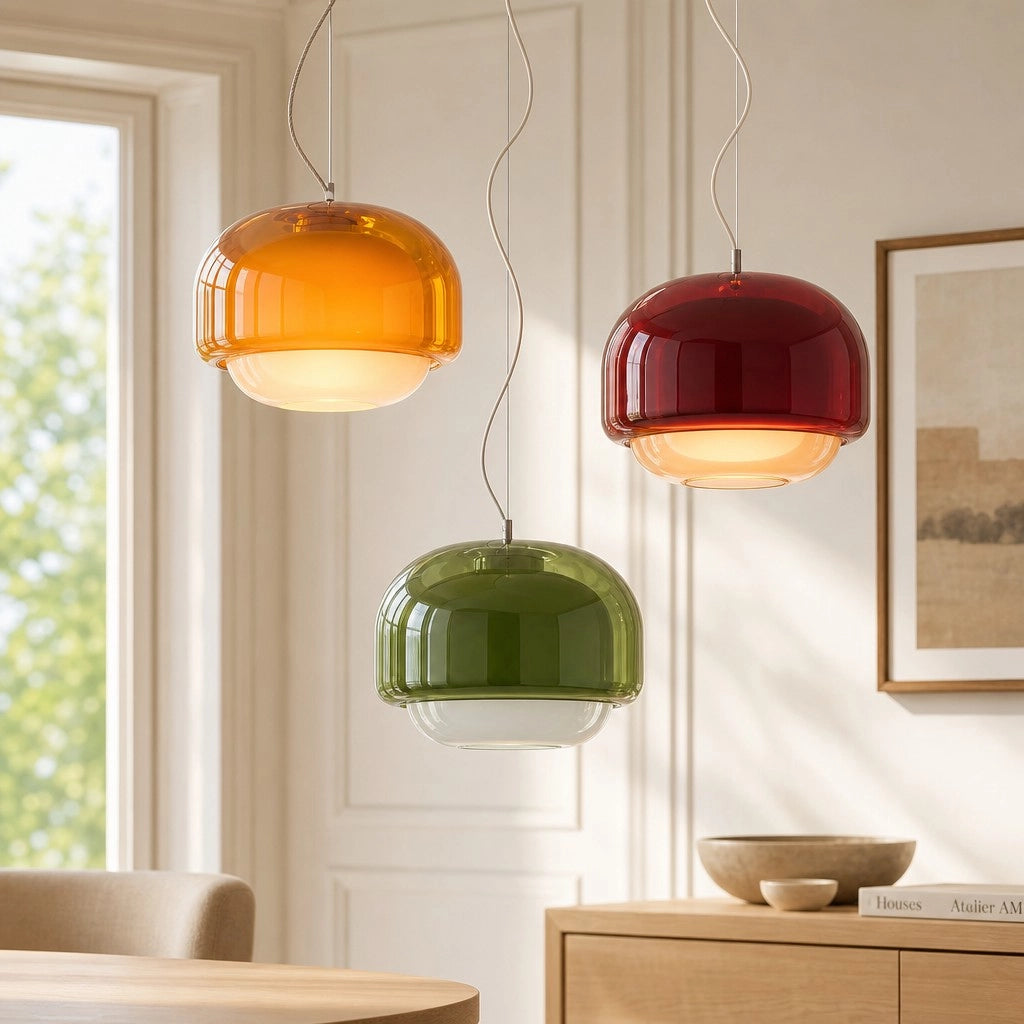 Sanae Nordic Round Double-Dome Colorful Glass Pendant Light 1
