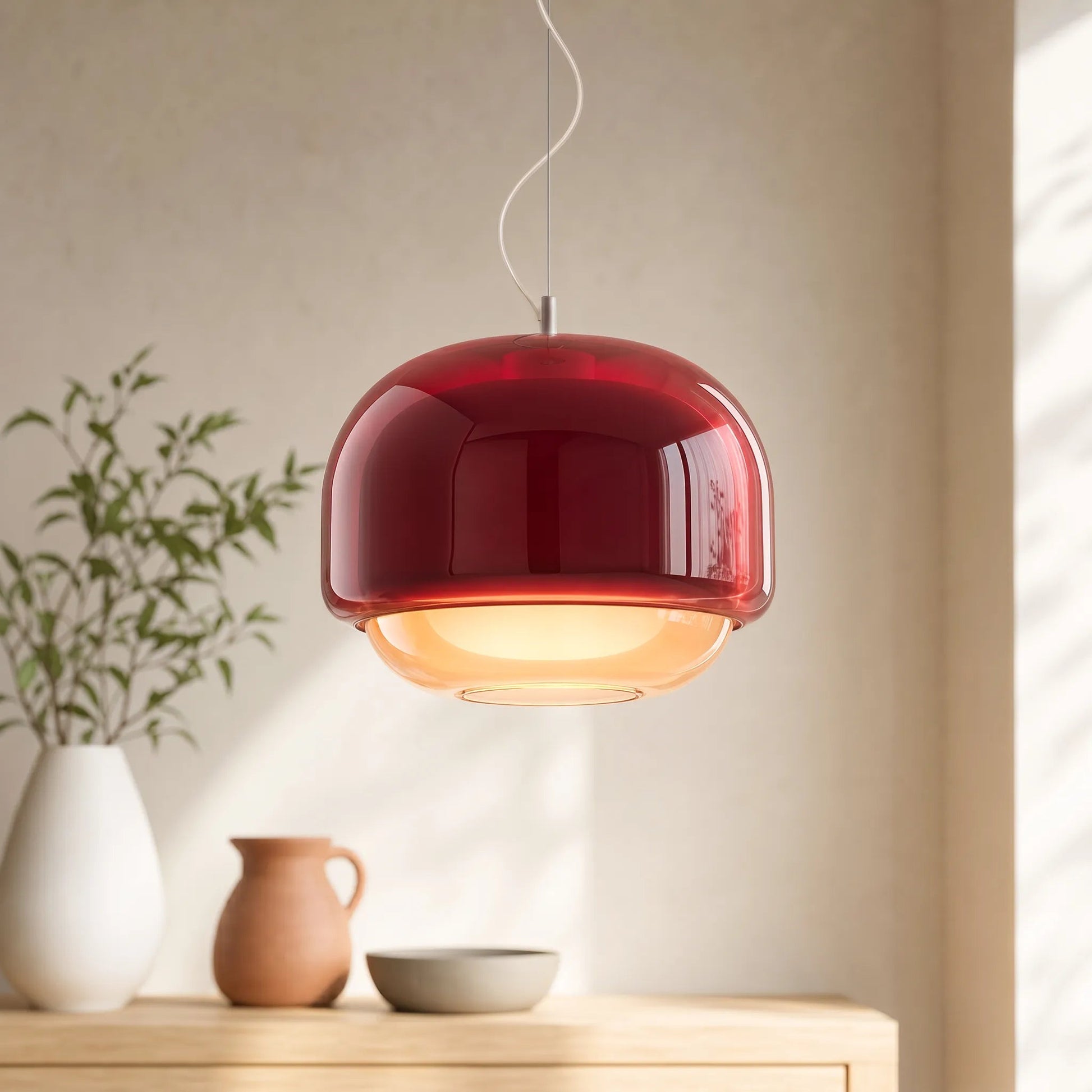 Sanae Nordic Round Double-Dome Colorful Glass Pendant Light 11