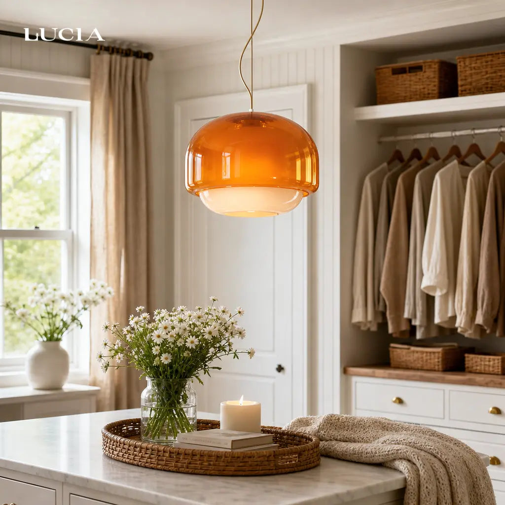 Sanae Nordic Round Double-Dome Colorful Glass Pendant Light 2