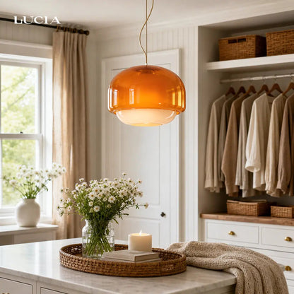 Sanae Nordic Round Double-Dome Colorful Glass Pendant Light 2
