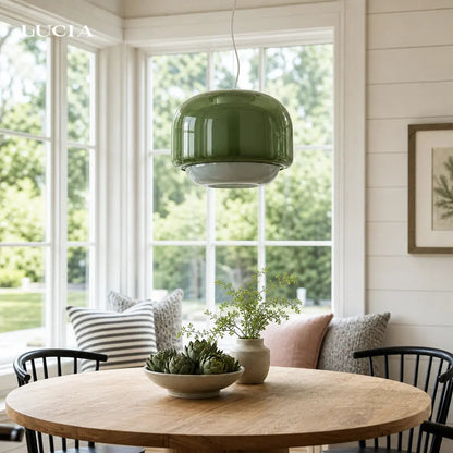 Sanae Nordic Round Double-Dome Colorful Glass Pendant Light 3