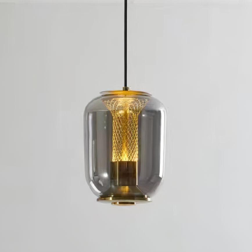 Luxora Glass Pendant Light, Warm Amber Glow Modern Hanging Lamp for Dining Room