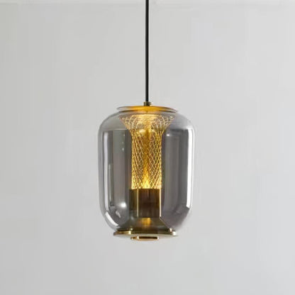 Luxora Glass Pendant Light, Warm Amber Glow Modern Hanging Lamp for Dining Room