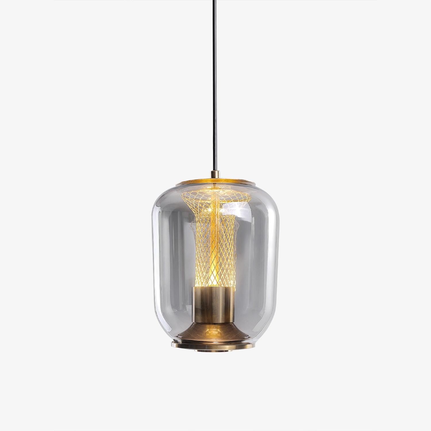 Luxora Glass Pendant Light, Warm Amber Glow Modern Hanging Lamp for Dining Room