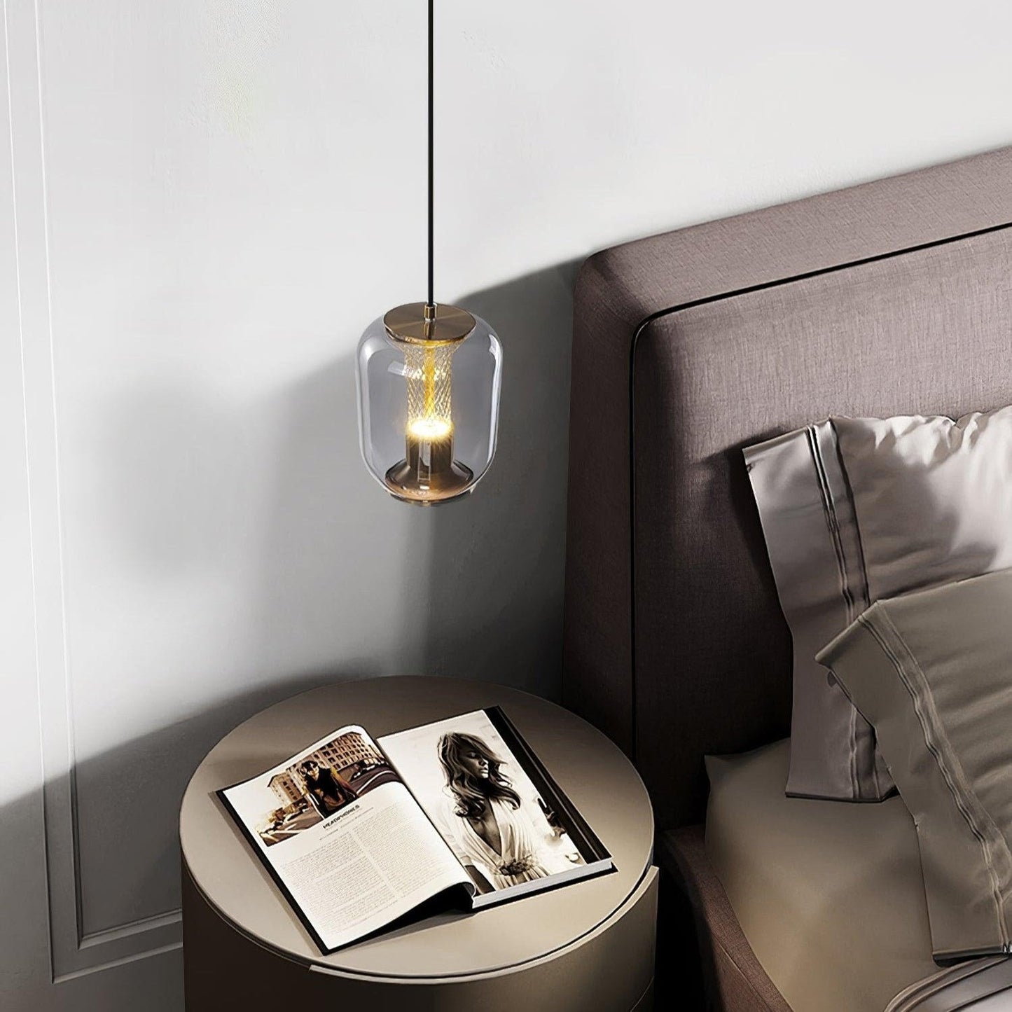 Luxora Glass Pendant Light, Warm Amber Glow Modern Hanging Lamp for Dining Room