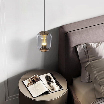 Luxora Glass Pendant Light, Warm Amber Glow Modern Hanging Lamp for Dining Room