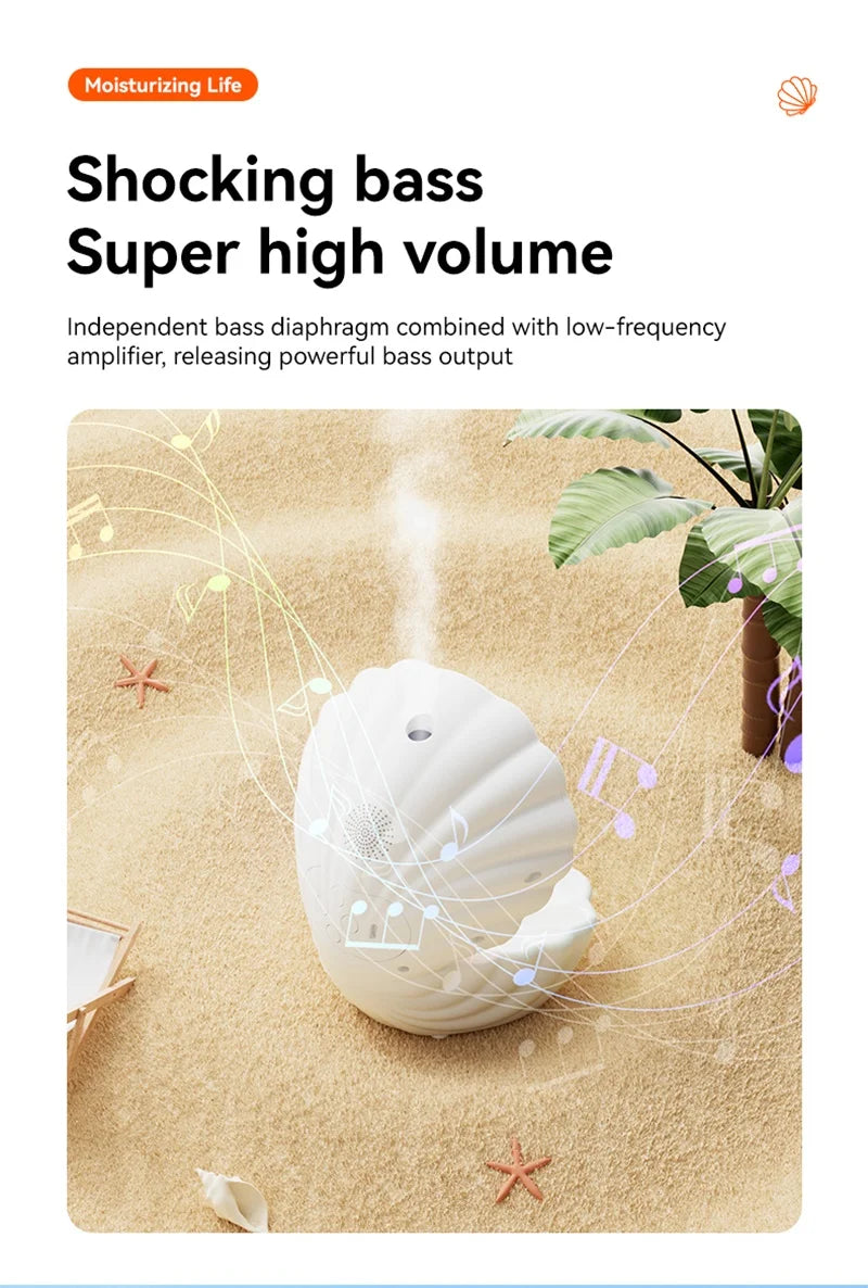 Shell Sleep Aid Bluetooth Speaker – RGB Night Light with Humidifier & Anti-Gravity Design