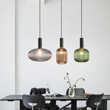 Luxora Nordic Glass Pendant Light, Brass Finish Warm Glow Hanging Lamp