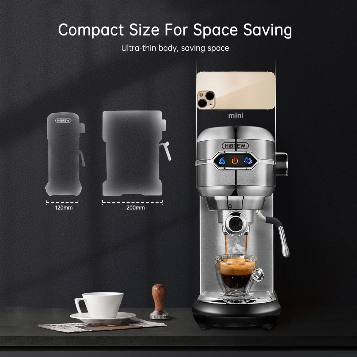 Slim Espresso Machine – 20-Bar Semi-Automatic Coffee Maker for ESE Pods & Ground Coffee
