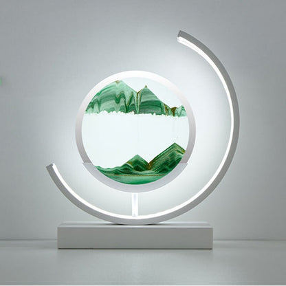 Royallure 3D Hourglass LED Lamp - Mesmerizing Sand Art for Home Decor - White Moon-green