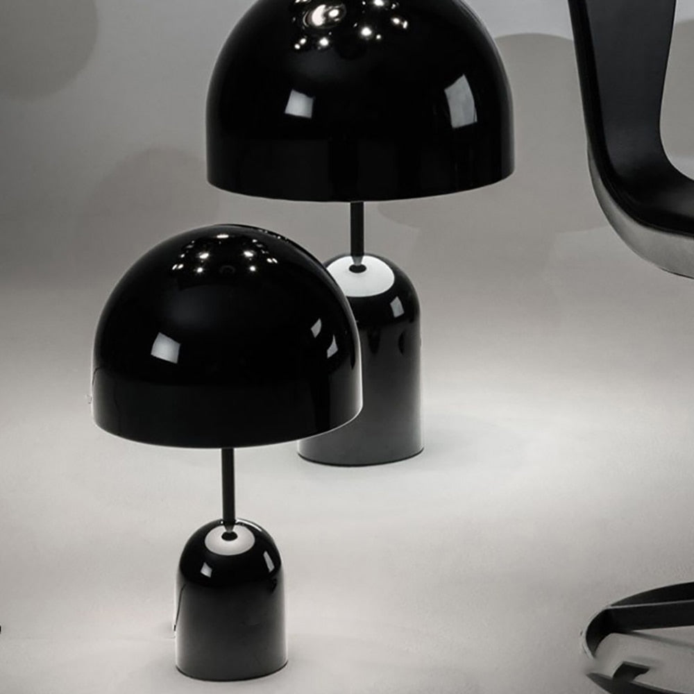 Cordless Bell Table Lamp - Touch Control LED Bedside Light - Black