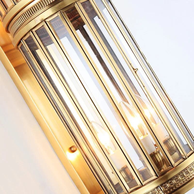 LuxRoyale Brass Outdoor Porch Wall Light, Weatherproof Mid Century Lantern