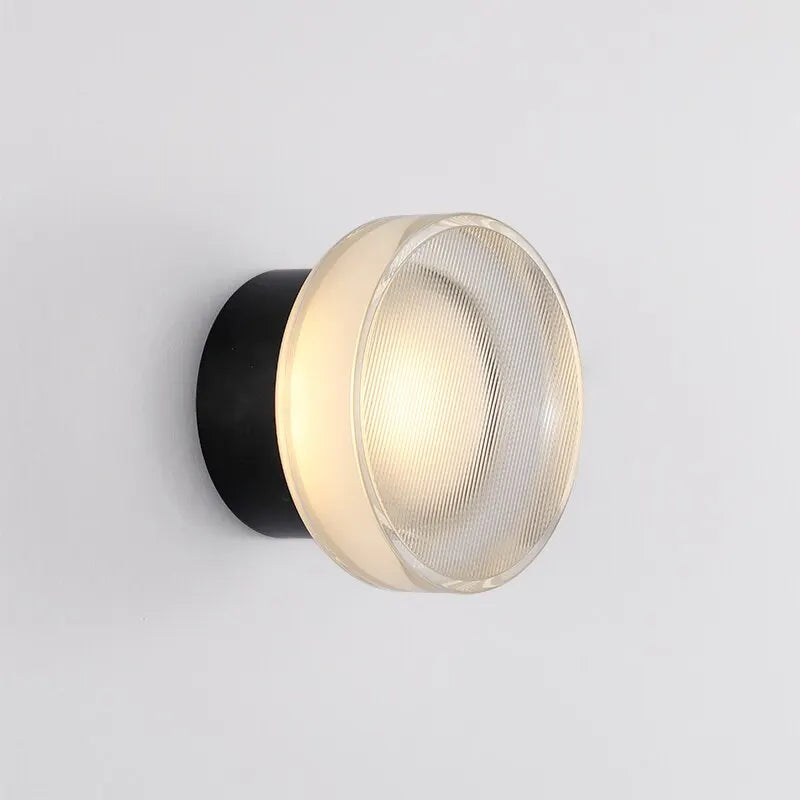 RoyaleGlow Spanish Glass LED Wall Lamp - Luxury Bedside Decorative Sconce - Black / Neutral