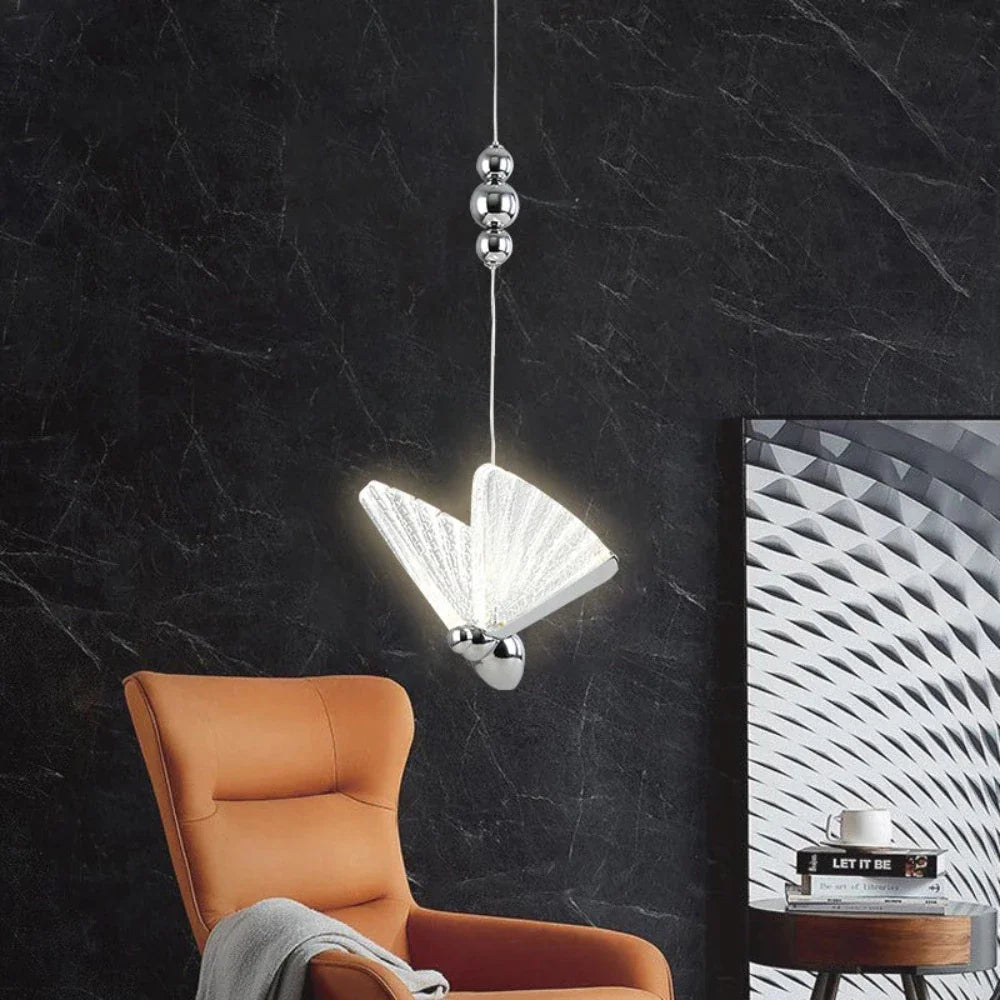 Royallure Butterfly Pendant Hanging Light Lamp Chandelier - Silver small 200cm*22cm*17cm / Warm light