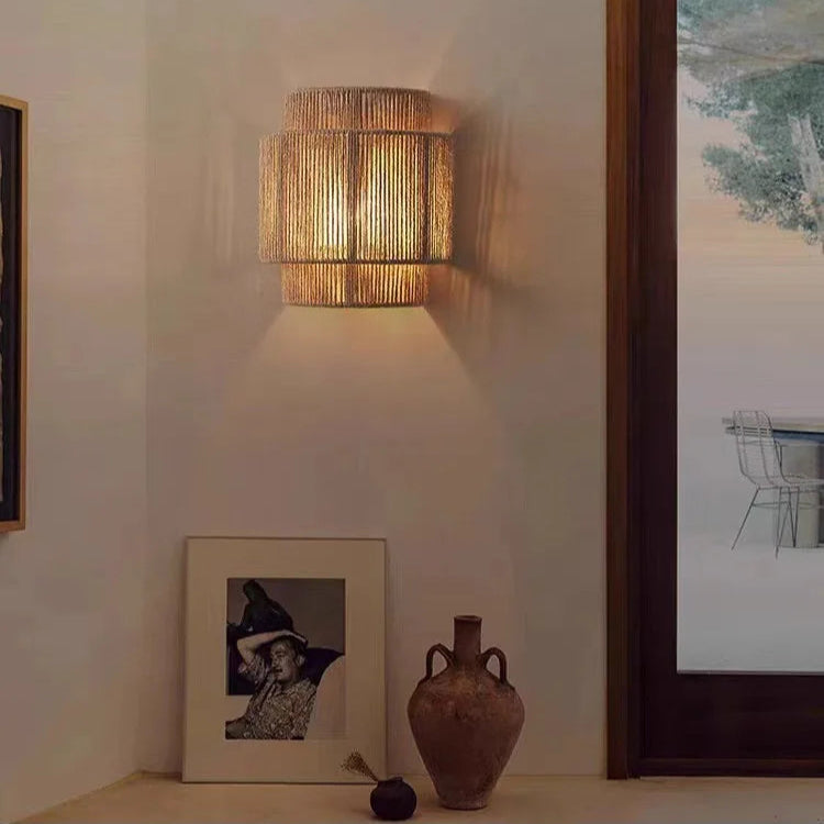 Royallure Handmade Rope Wall Sconce – Warm Ambient Wall Light for Cozy Living Spaces