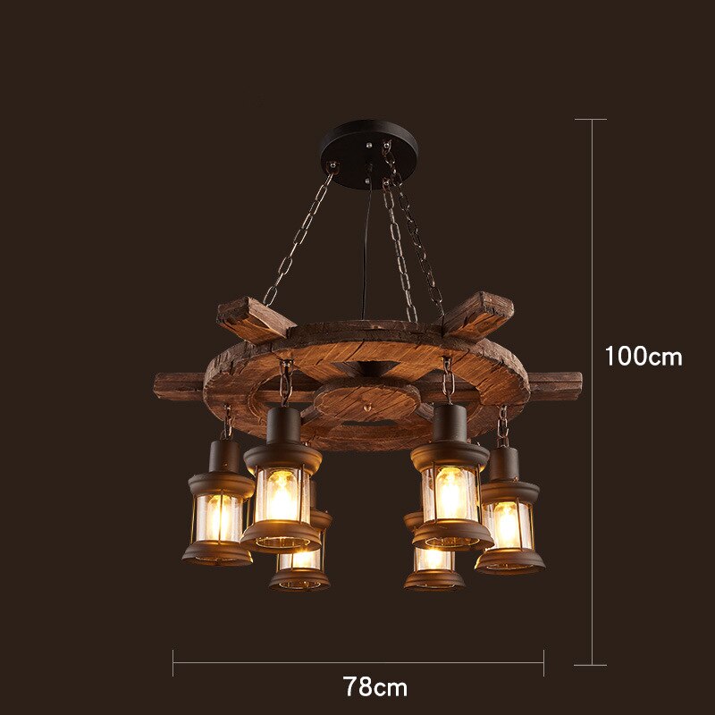 Royaleva Antique Industrial Wood LED Ceiling Light - Pendant Lamps For Vintage Home Decor