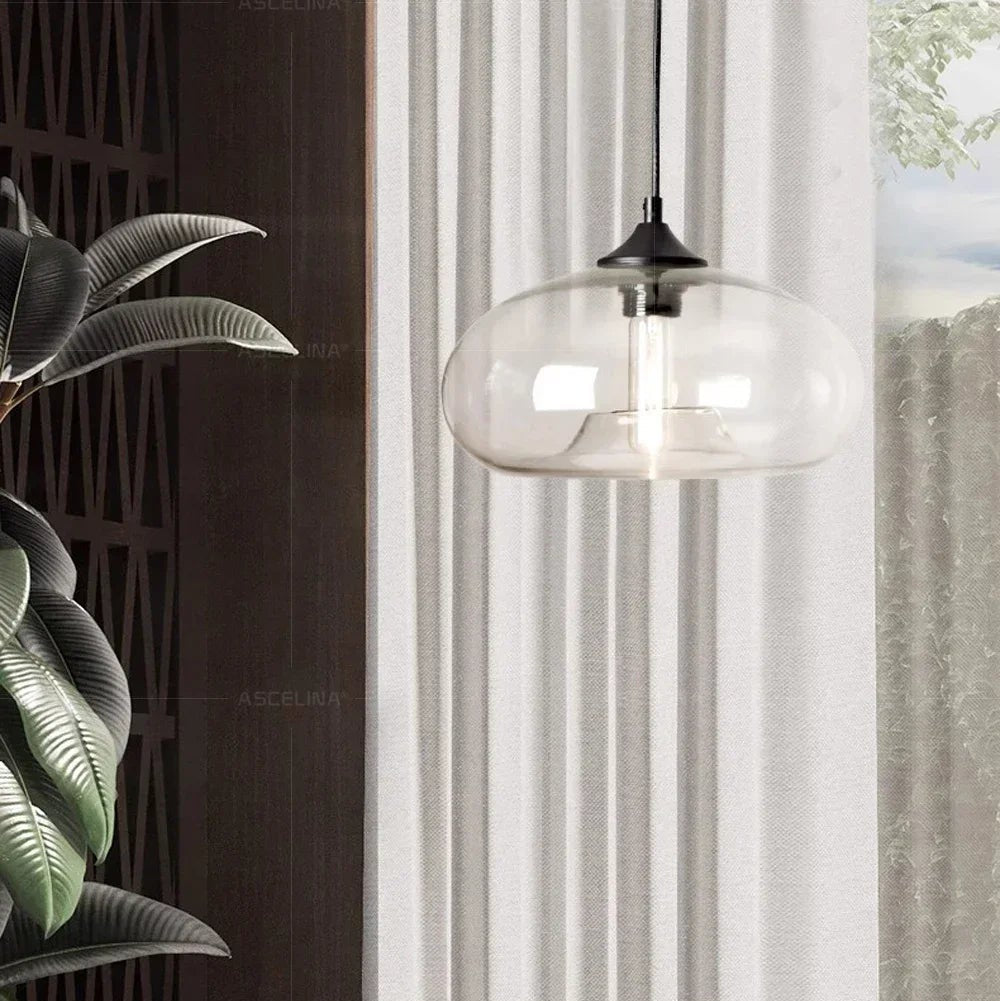 Rayvia Modern Red Colored Glass Pendant Light Hanging Kitchen Dining Fixture