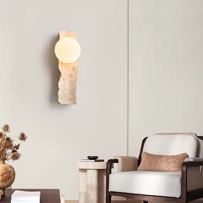 RoyaleGlow Travertine Wall Sconce - Modern Wabi Sabi Home Decoration LED Lamp