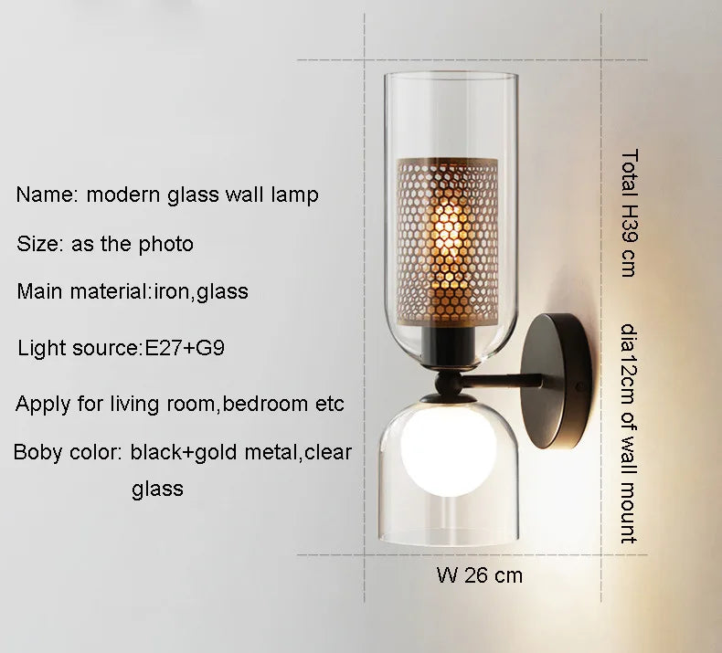Luxora Nordic Double Glass Wall Lamp Minimalist Bedroom Bedside Light