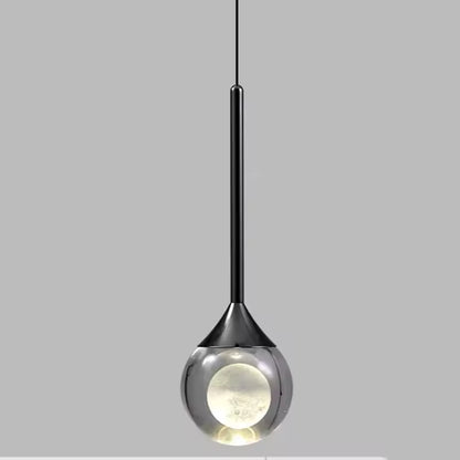 Luxora Moon Crystal Pendant Light - Adjustable Modern Hanging Lamp for Bedroom Living Room