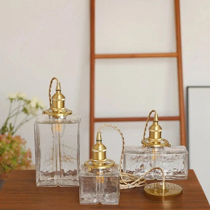 LuxRoyale Vintage Hand-Textured Glass Pendant Light With Antique Brass Hardware