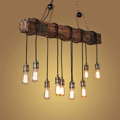 Royaleva Antique Industrial Wood LED Ceiling Light - Pendant Lamps For Vintage Home Decor