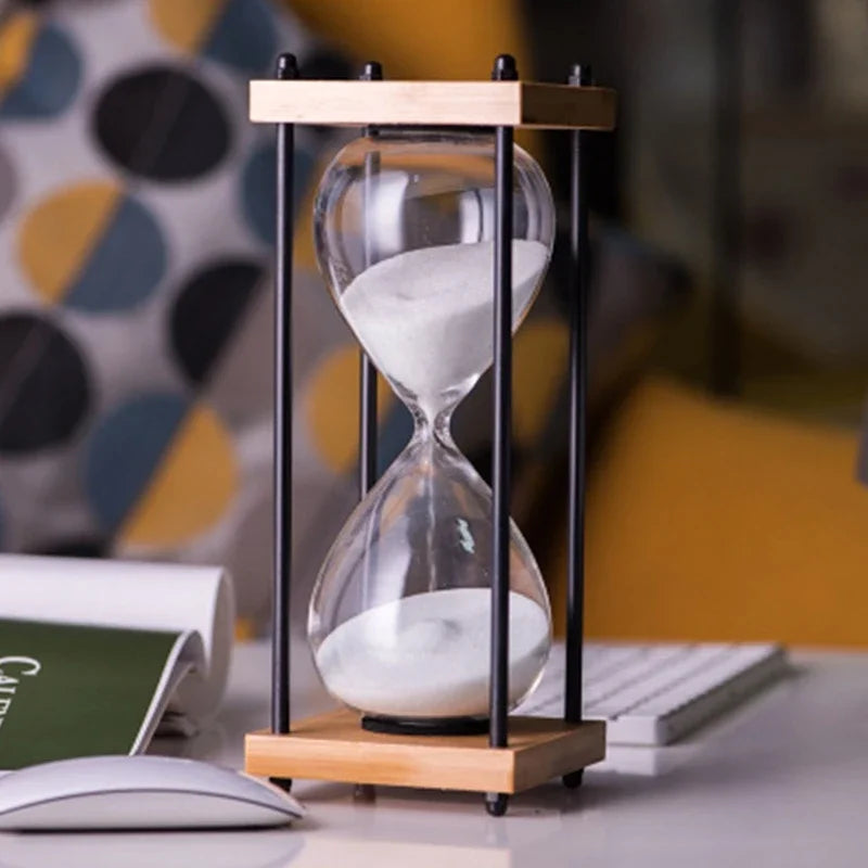 RoyaleGlow 60-Minute Sand Timer - Large Metal & Glass Hourglass for Desk Decor & Productivity