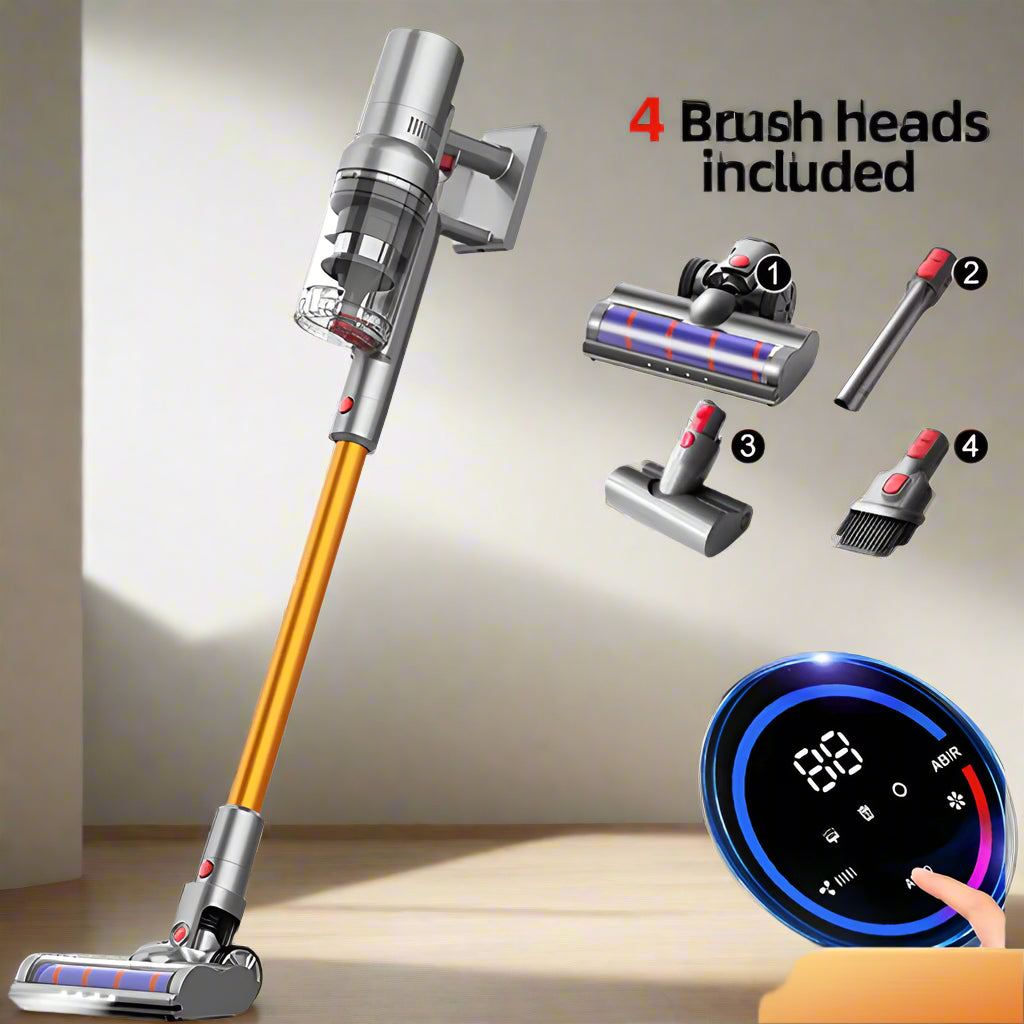 Cordless handheld vacuum cleaner with powerful 27000PA suction, touch screen, and smart dust sensor for versatile home and car cleaning.