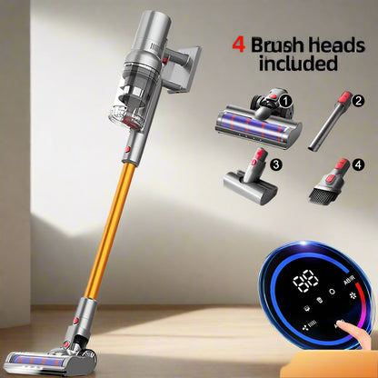 Cordless handheld vacuum cleaner with powerful 27000PA suction, touch screen, and smart dust sensor for versatile home and car cleaning.