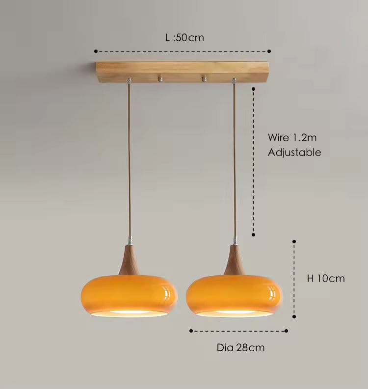 Royallure Amber Glass Adjustable Pendant Light for Kitchen, Restaurant and Bar