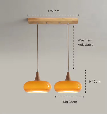 Royallure Amber Glass Adjustable Pendant Light for Kitchen, Restaurant and Bar