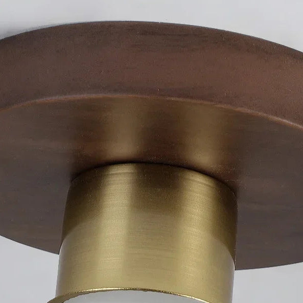 RoyaleGlow Modern Opal Glass Flush Mount Ceiling Light with Walnut & Copper Accents