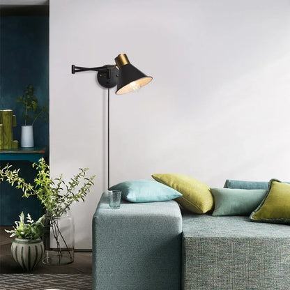 Dimmable Plug-in Metal Wall Sconce - Adjustable Angle Bedside Lamp - Default Title