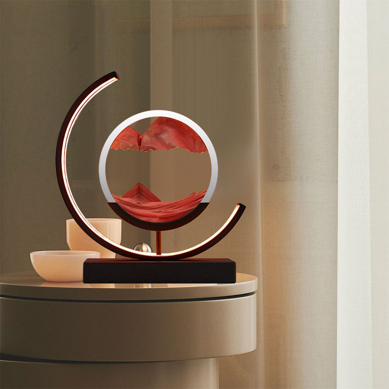 Royallure 3D Hourglass LED Lamp - Mesmerizing Sand Art for Home Decor - White Moon-green