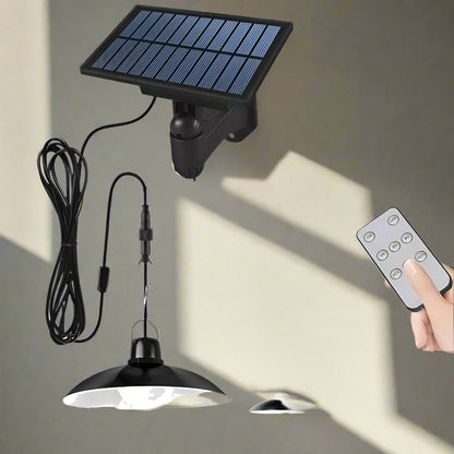 Royelux Solar Pendant Light – Dual-Head LED Chandelier with Remote Control
