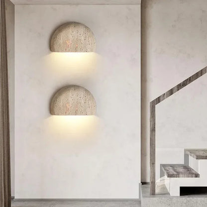 Royelux Minimal Wall Lamp With Natural Stone Texture WabiSabi Style For Calming Ambience