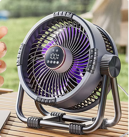 RoyaleGlow Portable Camping Fan with LED Light, 20000mAh Battery & Remote Control