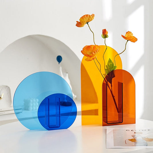 RoyaleGlow Artistic Acrylic Vase for Modern Decor