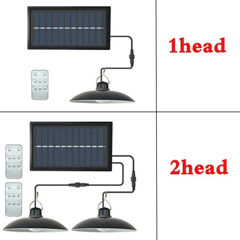 Royelux Solar Pendant Light – Dual-Head LED Chandelier with Remote Control