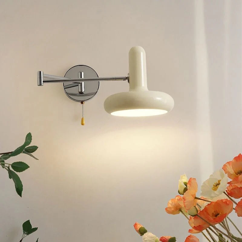 RoyaleGlow Cream Adjustable Wall Sconce - Modern Swing Arm Reading Light