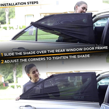 Royallure 2Pcs Stretchable Mesh Side Window Sun Shades – UV-Block, Heat-Reducing, Privacy Fit