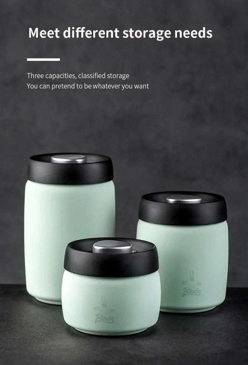 Royallure Stainless Steel Coffee Canister with Manual Vacuum Seal for Fresh Beans