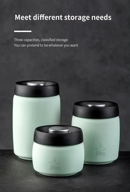 Royallure Stainless Steel Coffee Canister with Manual Vacuum Seal for Fresh Beans